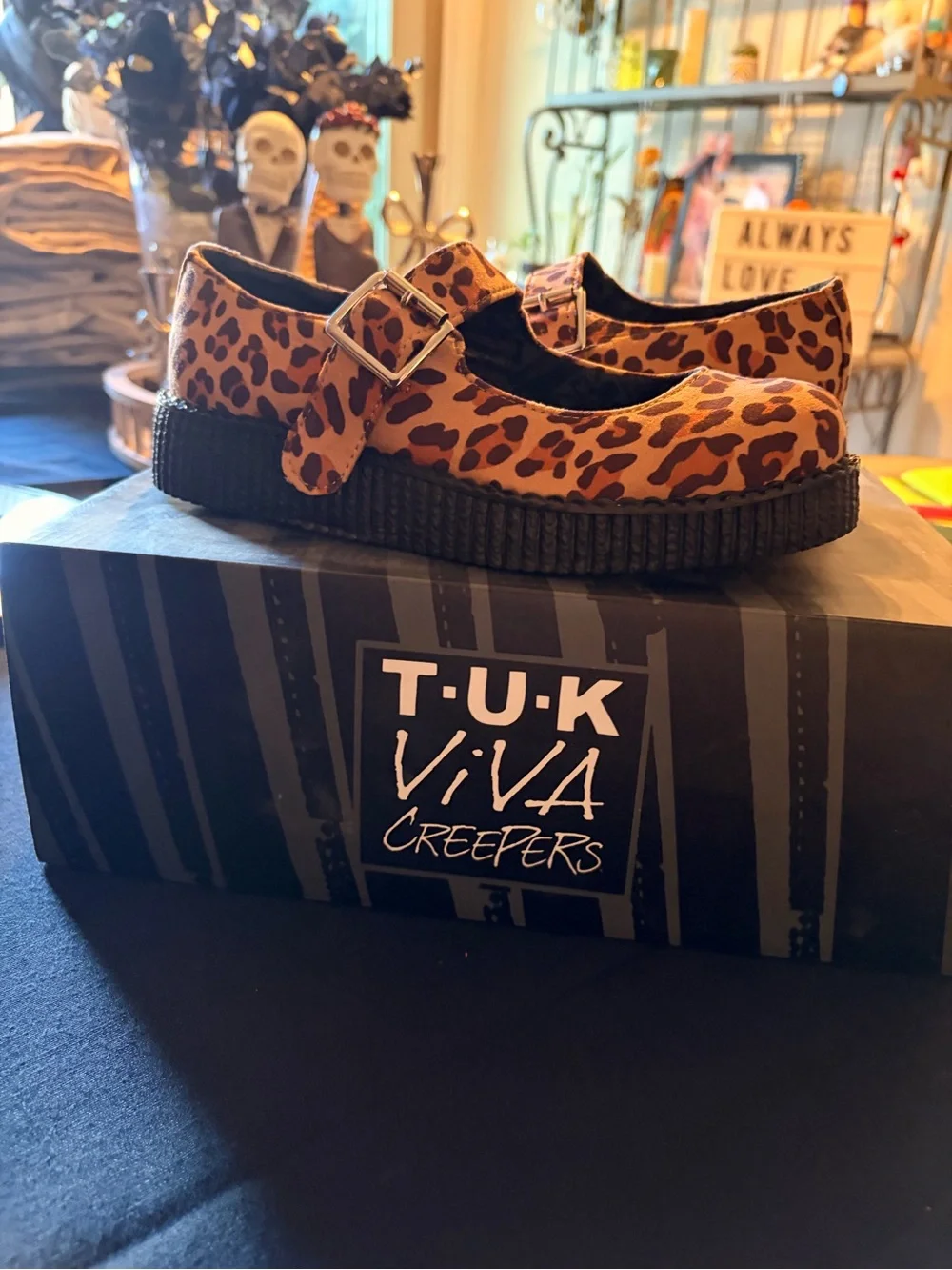 T.U.K Kids Leopard Print Mary Jane Creepers - Brown and Black - Picture 1 of 4